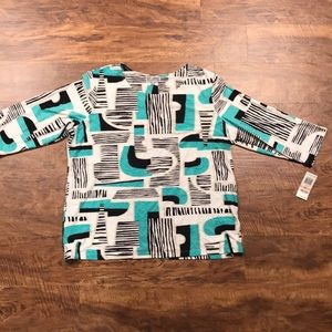 JM Collection Woman Size 2X Printed Blouse NWT